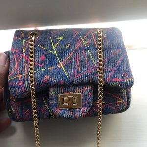 Jean Paint Splattered Tiny Purse